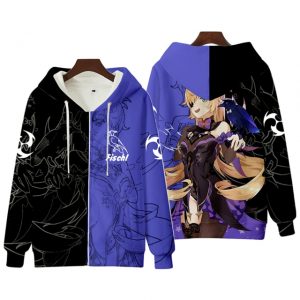 Anime Genshin Impact Keqing Fischl Hooded Sweatshirt Coat Loose Autumn New Men Women Student Harajuku Zipper.png 640x640 8 - Anime Jacket