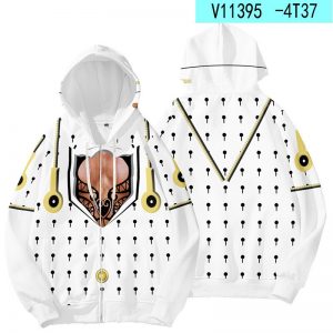 Anime Jojo Bizarre Adventure Cosplay Costume Rohan Kishibe Guido Mista Kakyoin Noriaki Unisex 3D Hoodie Zipper 5 - Anime Jacket