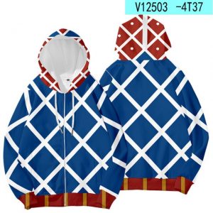 Anime Jojo Bizarre Adventure Cosplay Costume Rohan Kishibe Guido Mista Kakyoin Noriaki Unisex 3D Hoodie Zipper.jpg 640x640 - Anime Jacket